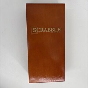 Travel Scrabble Deluxe Wooden Edition Foldable 10"x9.5"x1.15" Opened Complete